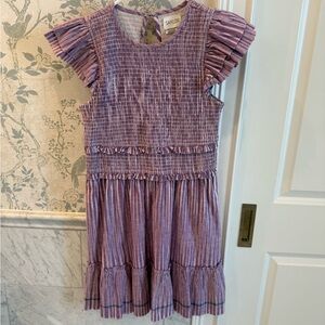 Saylor Zinnia Smocked Dress Violet Ruffle Sleeve Mini Size S